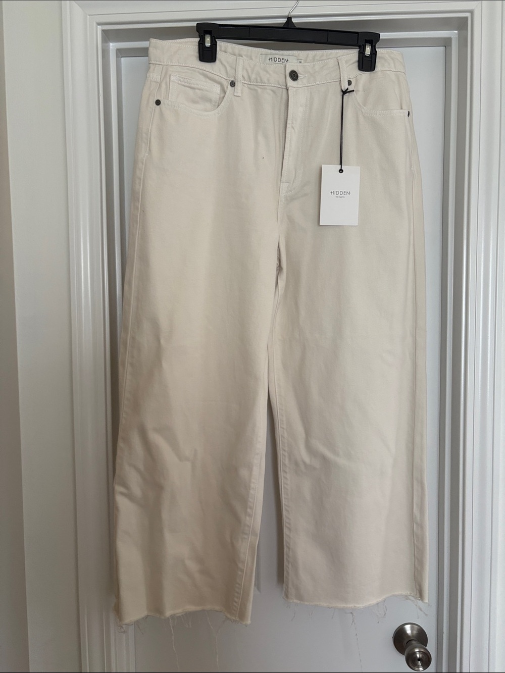 Vici (Hidden) white Wide-Leg Cropped Jeans